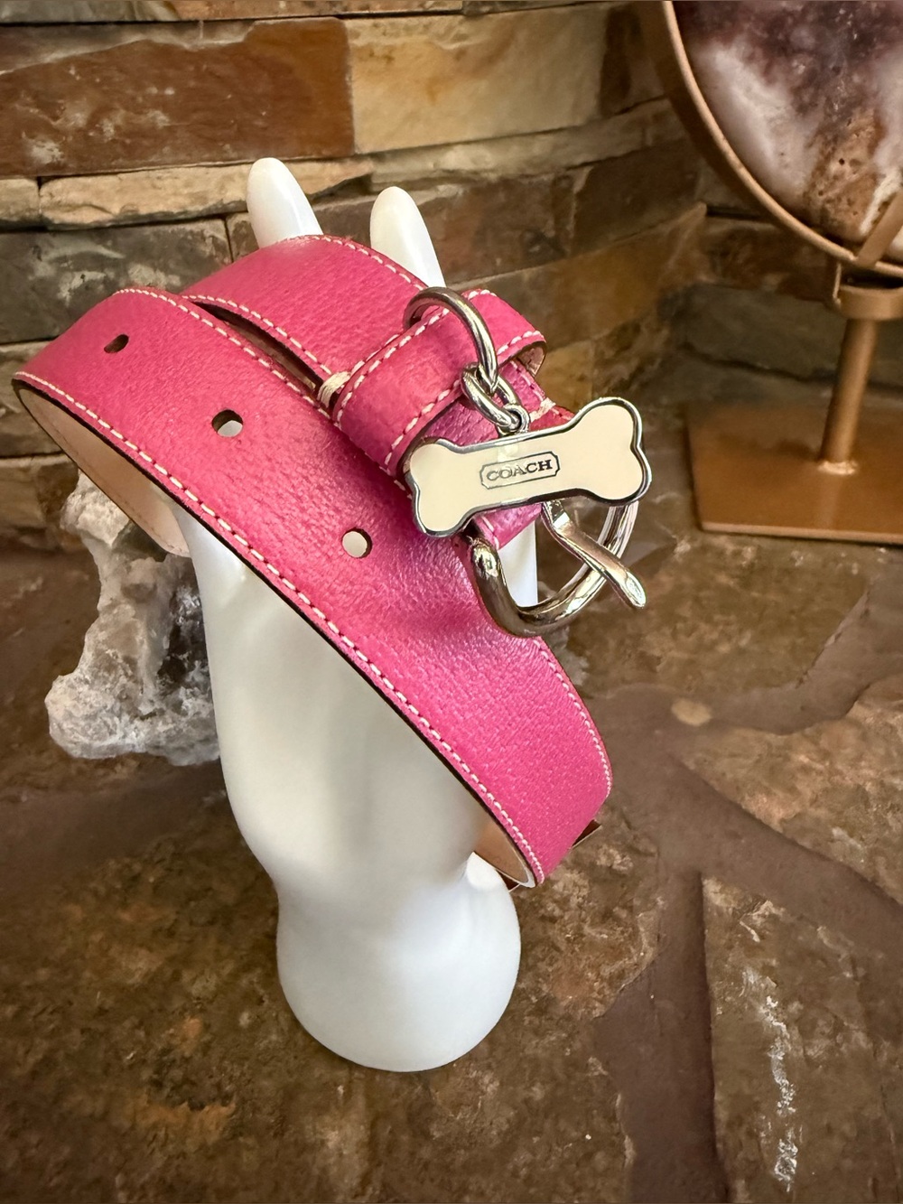 Coach Vintage Leather Dog Collar New Pink 60145